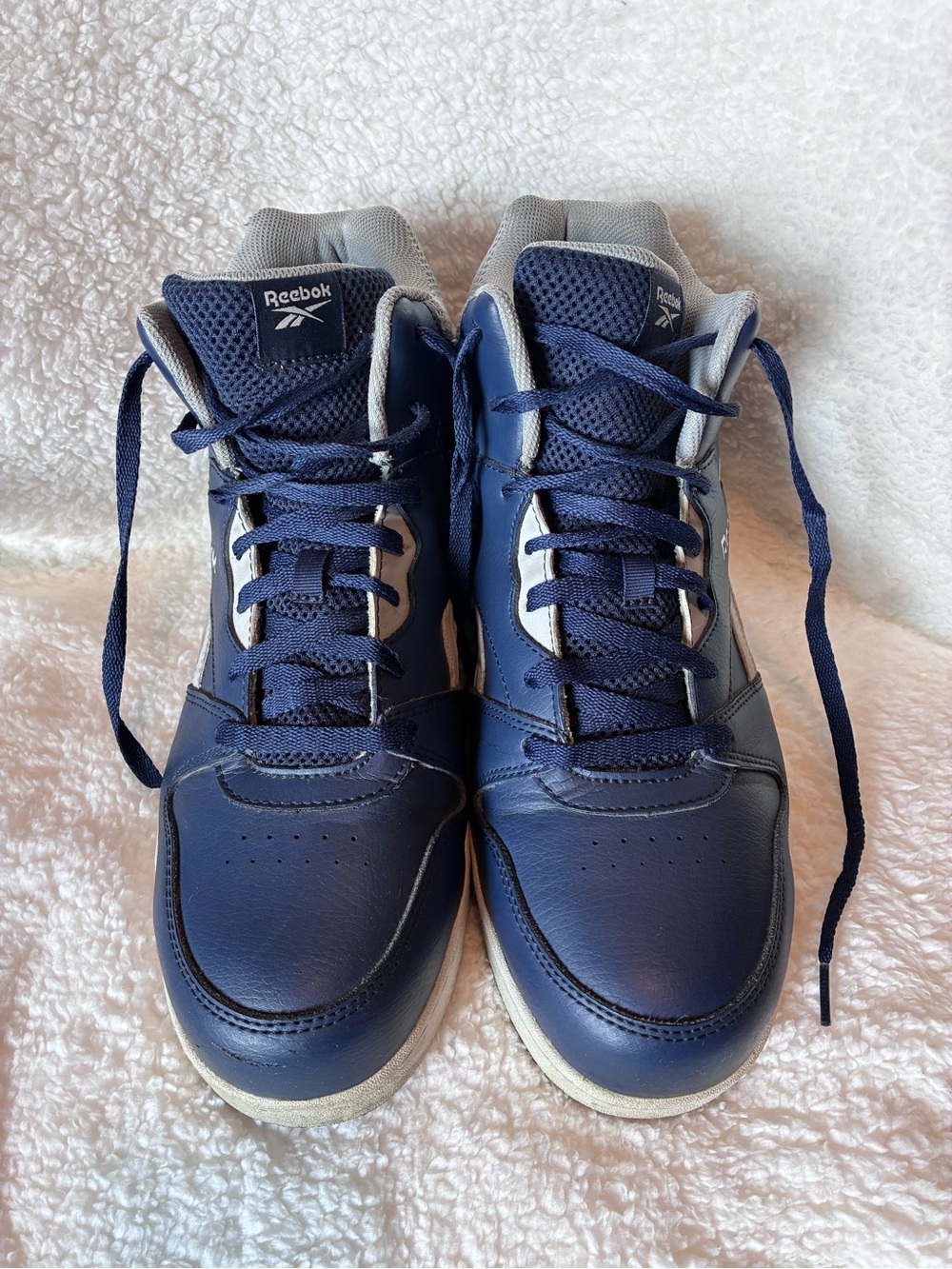 Reebok Men's Steel Toe Navy and Gray High-Top Sneakers